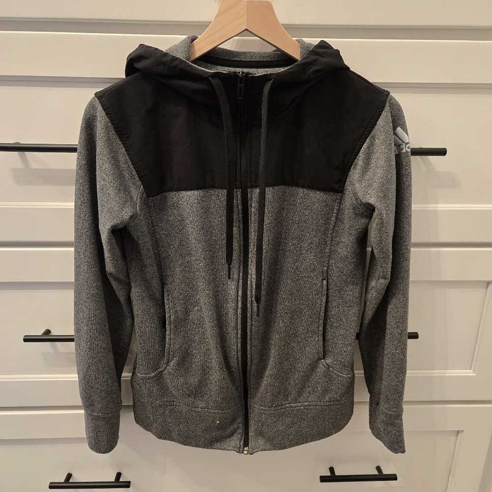 Womens Adidas Gray and Black Zip Up Sweatshirt